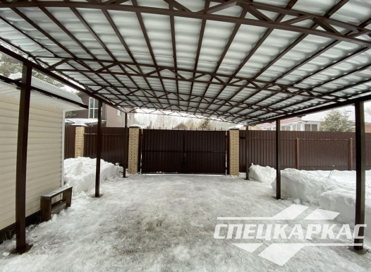 Навес из металлочерепицы на две машины №49 - фото 1447