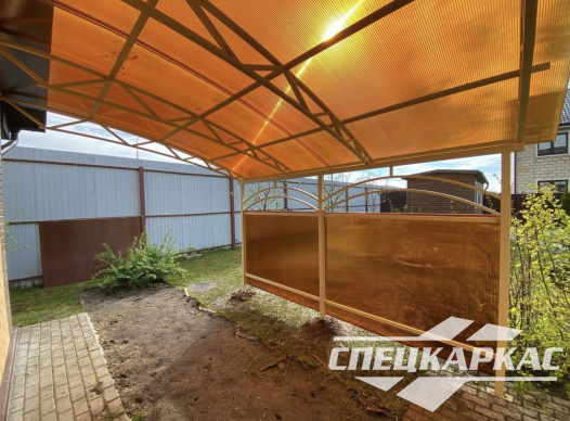 Навес к дому из поликарбоната для террасы №28 - фото 1243