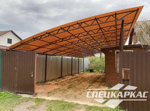 Односкатный навес из поликарбоната для автомобилей №95 - фото 1901