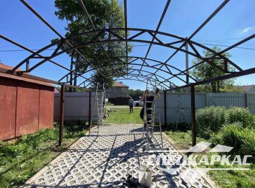 Металлический навес из поликарбоната для машины №16 - фото 1120