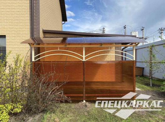 Навес к дому из поликарбоната для террасы №28 - фото 1245