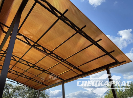 Односкатный навес к дому из поликарбоната №98 - фото 1939