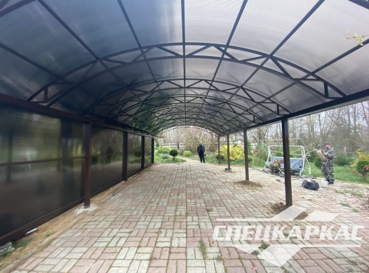 Навес из поликарбоната усиленный, для парковки двух автомобилей №65 - фото 1609