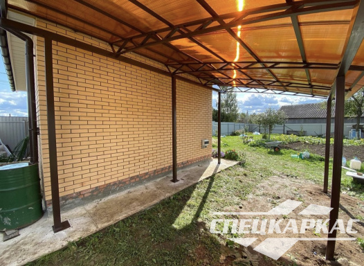 Односкатный навес к дому из поликарбоната №98 - фото 1938