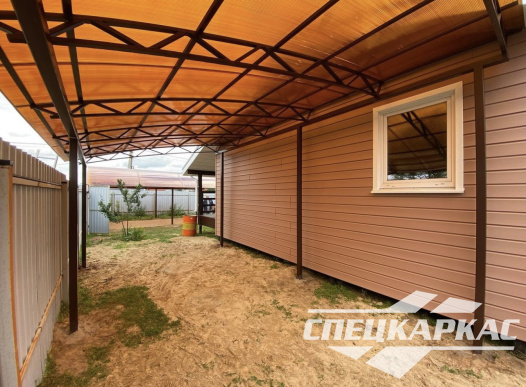 Навес к дому из поликарбоната для автомобиля №17 - фото 1134