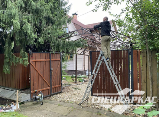 Навес для автомобилей на даче №94 - фото 1892